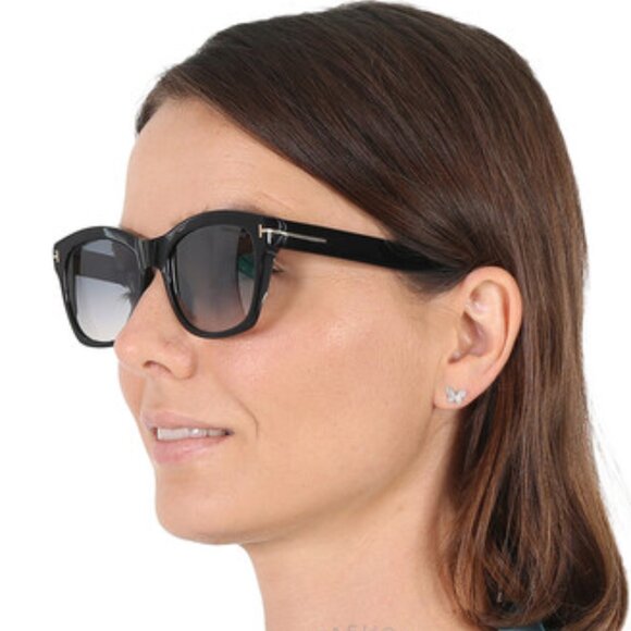 NEW TOM FORD LAUREN-02 TF614 01C WOMEN TOM FORD  FT0614/S BLACK SUNGLASSES - Picture 1 of 10
